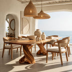 Sculptural Live Edge Dining Table With Twisted Root Pedestals For Dining Room