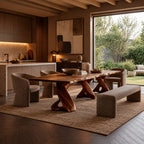 Sculptural Live Edge Dining Table With Twisted Root Pedestals For Dining Room