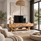 Organic TV Stand With Root Inspired Base For Living Room