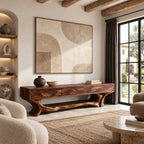 Organic TV Stand With Root Inspired Base For Living Room