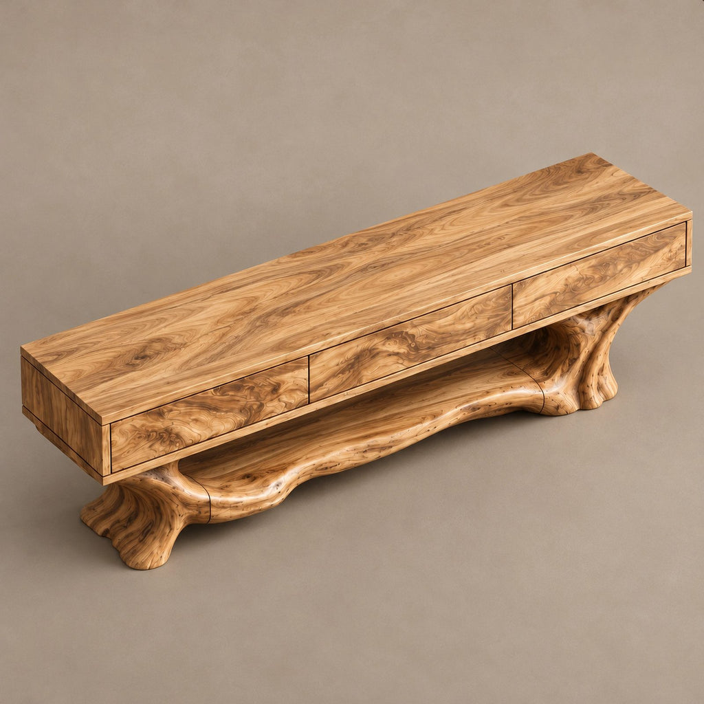 Organic TV Stand With Root Inspired Base For Living Room