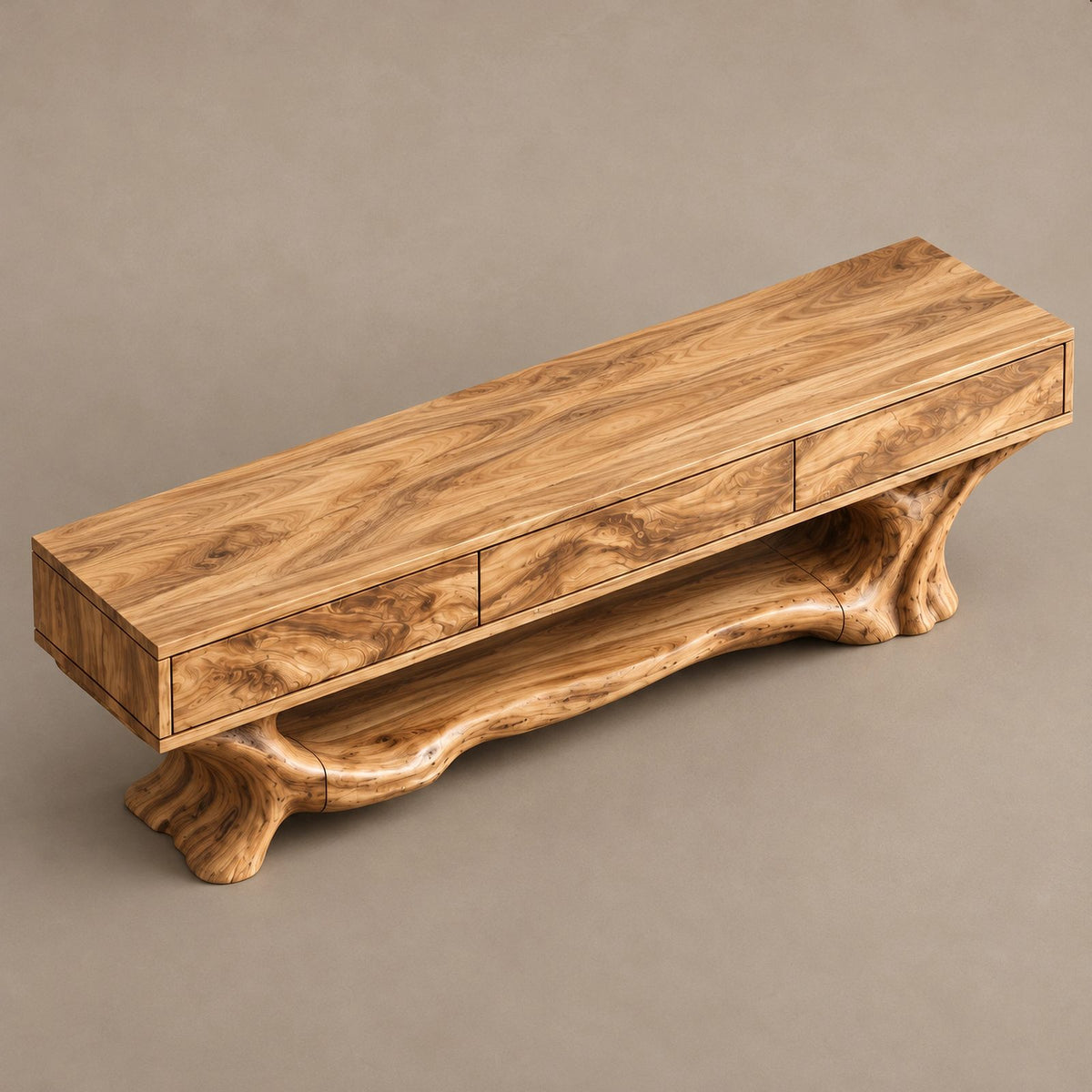 Organic TV Stand With Root Inspired Base For Living Room