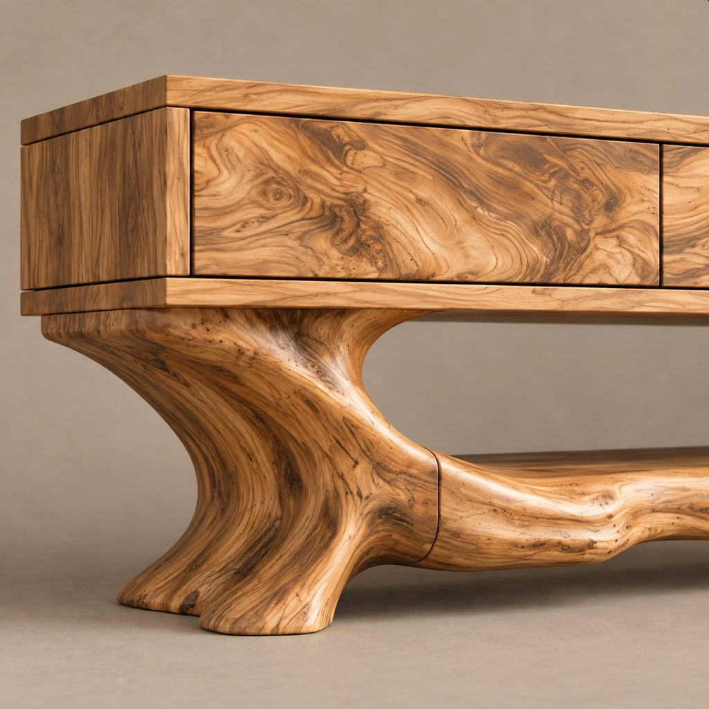 Organic TV Stand With Root Inspired Base For Living Room