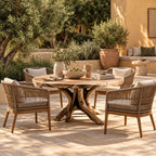 Natural Round Dining Table With Carved Root Pedestal For Dining Room