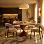 Sculptural Round Dining Table With Twisted Column Pedestal For Dining Room
