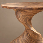Sculptural Round Dining Table With Twisted Column Pedestal For Dining Room