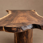 Modern Live Edge Dining Table With Sculpted Drum Pedestal For Dining Room