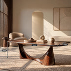 Minimalist Solid Wood Oval Dining Table With Sculpted Wing Base For Dining Room