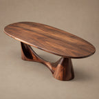 Minimalist Solid Wood Oval Dining Table With Sculpted Wing Base For Dining Room
