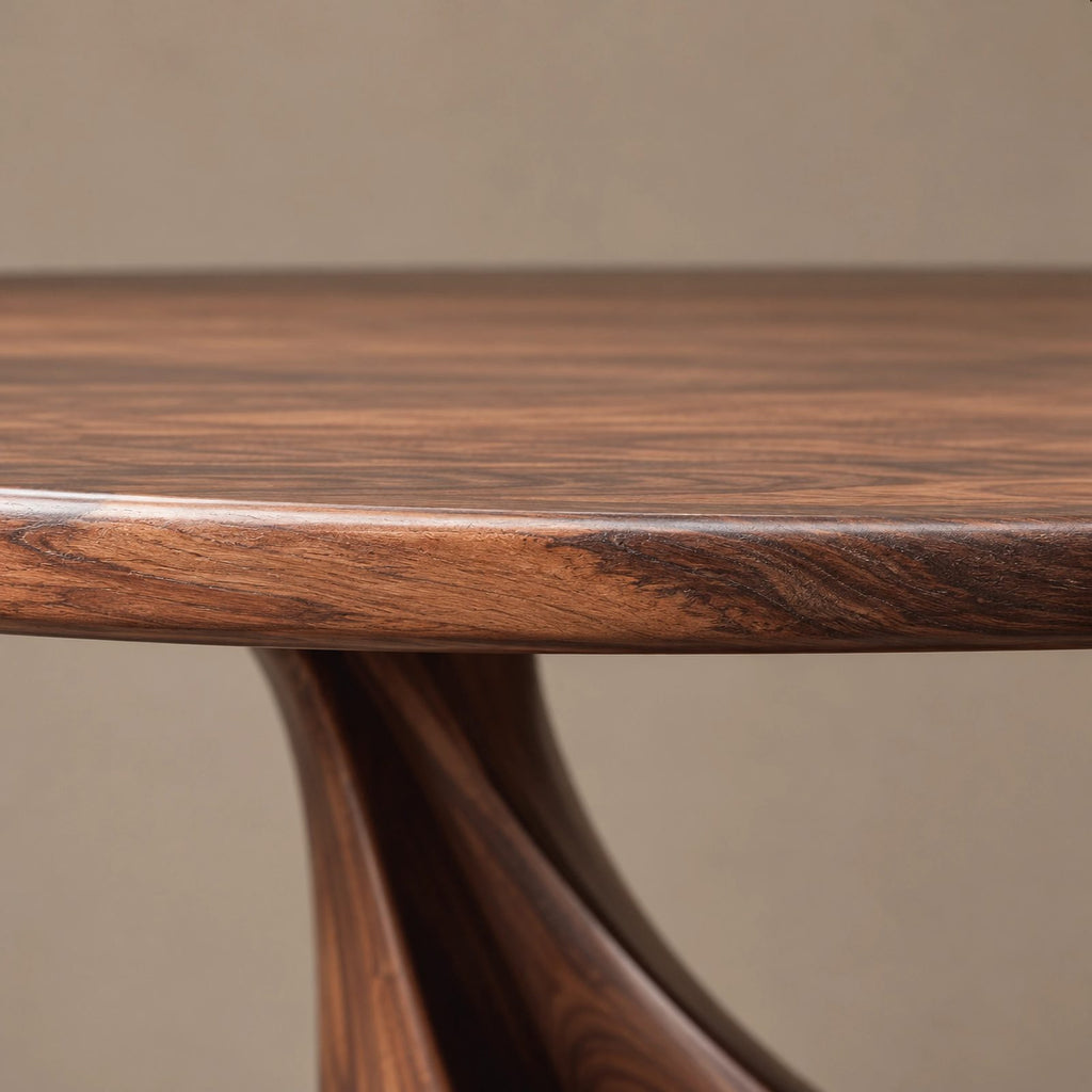 Minimalist Solid Wood Oval Dining Table With Sculpted Wing Base For Dining Room