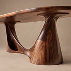 Minimalist Solid Wood Oval Dining Table With Sculpted Wing Base For Dining Room