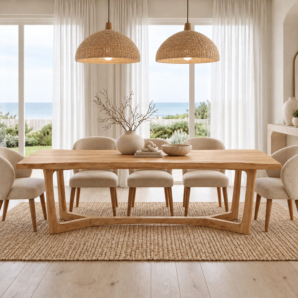 Handcrafted Live Edge Dining Table With Cross Stretcher Trestle For Dining Room