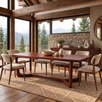 Handcrafted Live Edge Dining Table With Cross Stretcher Trestle For Dining Room