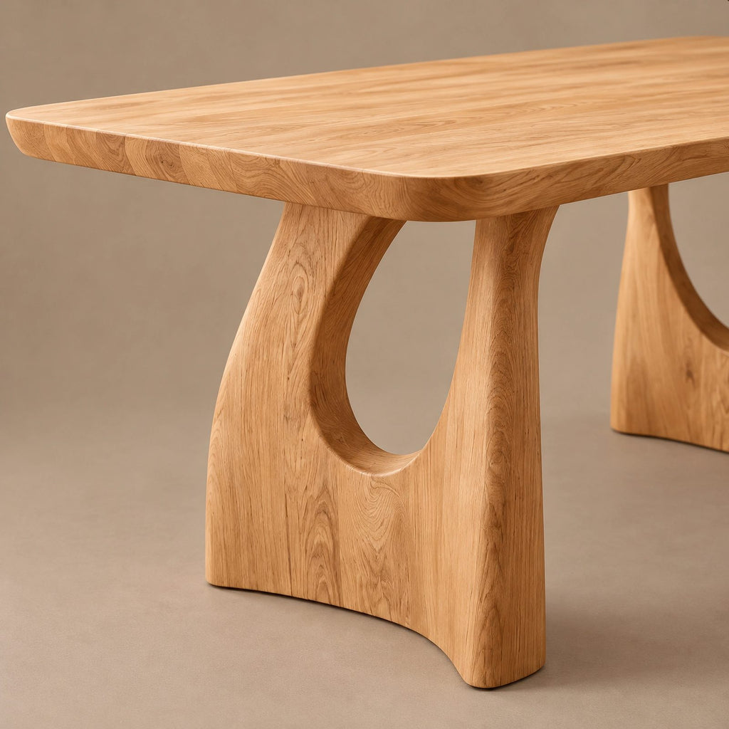 Artisan Live Edge Dining Table With Twin Arch Pedestal Legs For Dining Room
