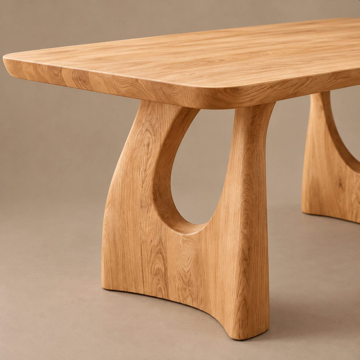 Artisan Live Edge Dining Table With Twin Arch Pedestal Legs For Dining Room