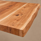 Geometric Solid Wood Dining Table With Flowing Arch Stretcher For Dining Room