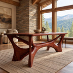 Woodland Solid Wood Dining Table With Branching Root Lattice Base For Dining Room