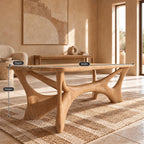 Woodland Solid Wood Dining Table With Branching Root Lattice Base For Dining Room