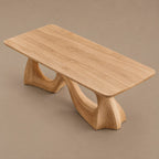 Scandinavian Solid Wood Dining Table With Ring And Curve Base For Dining Room