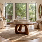 Organic Live Edge Round Dining Table With Ring Pedestal Base