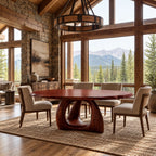 Organic Live Edge Round Dining Table With Ring Pedestal Base