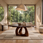 Organic Live Edge Round Dining Table With Ring Pedestal Base