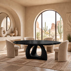 Organic Live Edge Round Dining Table With Ring Pedestal Base