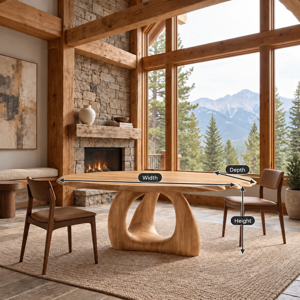 Organic Live Edge Round Dining Table With Ring Pedestal Base