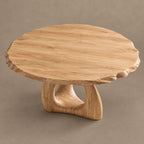 Organic Live Edge Round Dining Table With Ring Pedestal Base