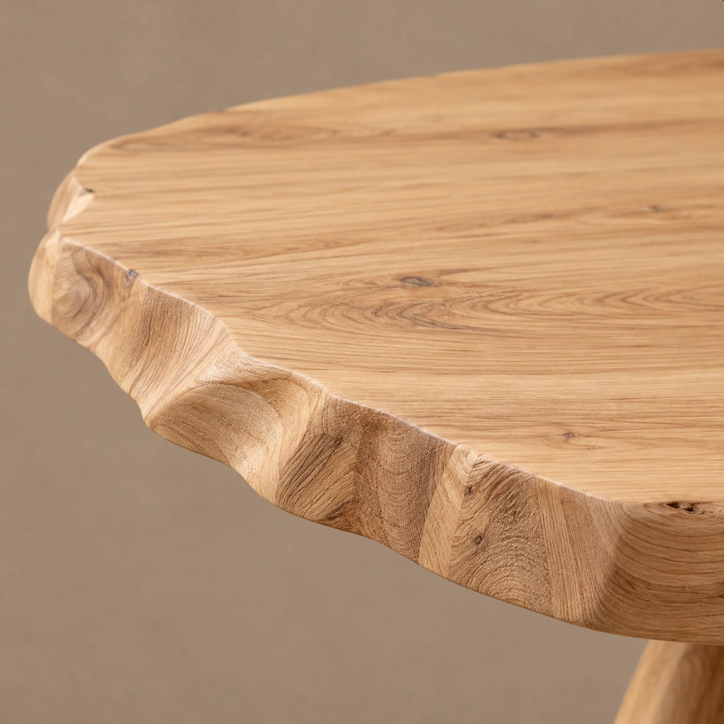 Organic Live Edge Round Dining Table With Ring Pedestal Base
