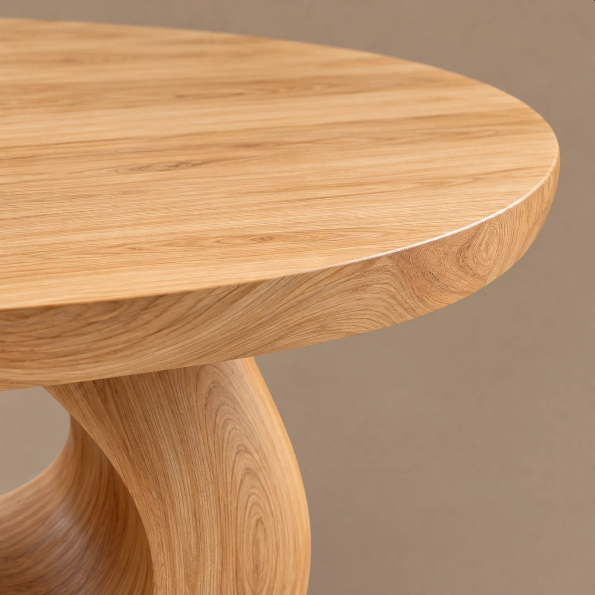 Contemporary Round Dining Table With Sculpted Loop Pedestal For Dining Room