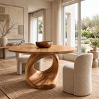 Minimalist Round Dining Table With Open Ring Base For Dining Room