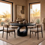 Minimalist Round Dining Table With Open Ring Base For Dining Room