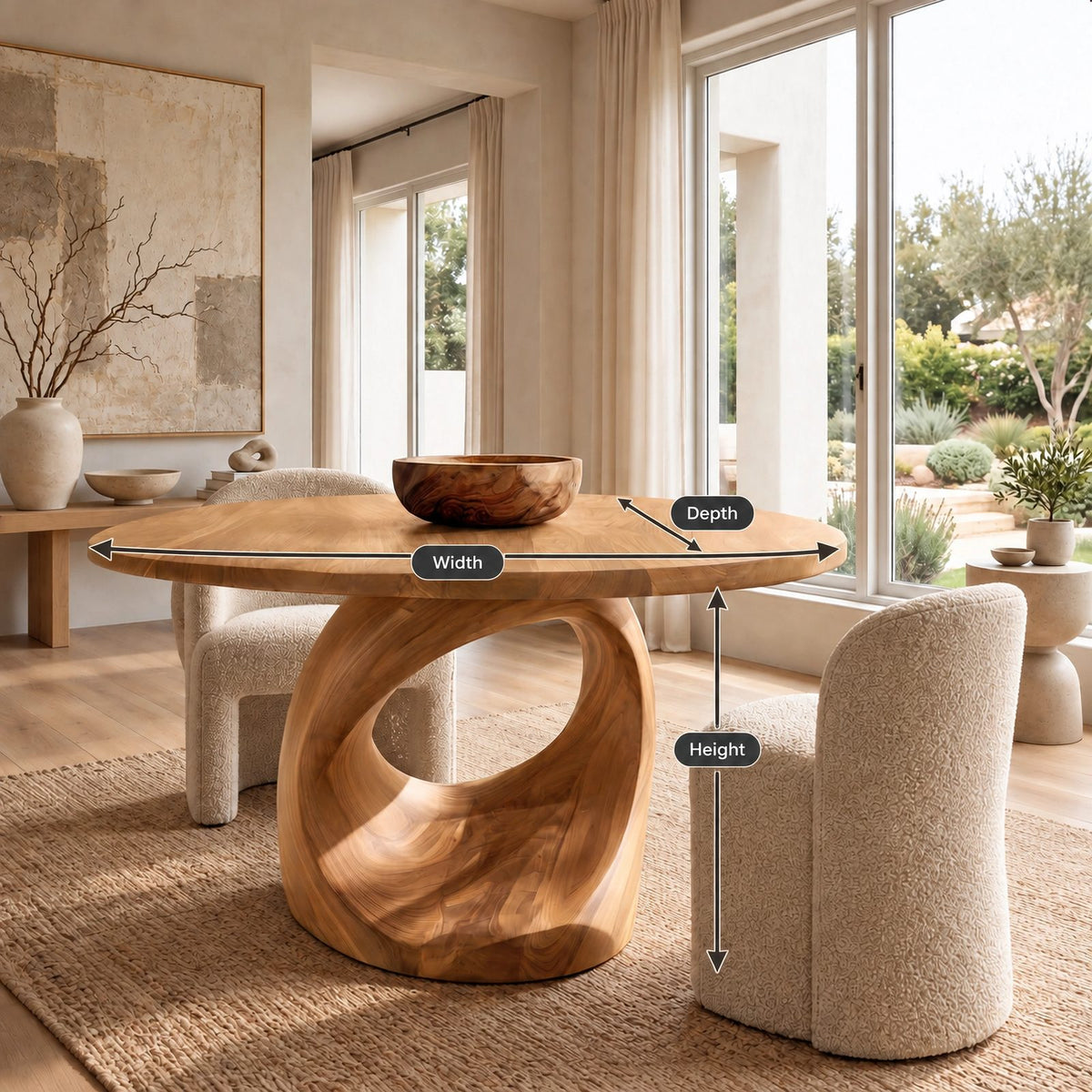 Minimalist Round Dining Table With Open Ring Base For Dining Room