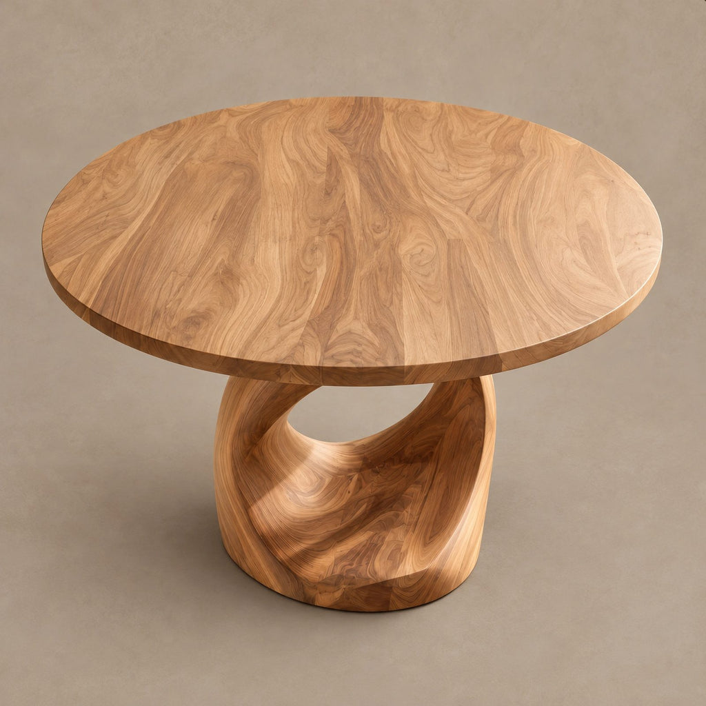 Minimalist Round Dining Table With Open Ring Base For Dining Room