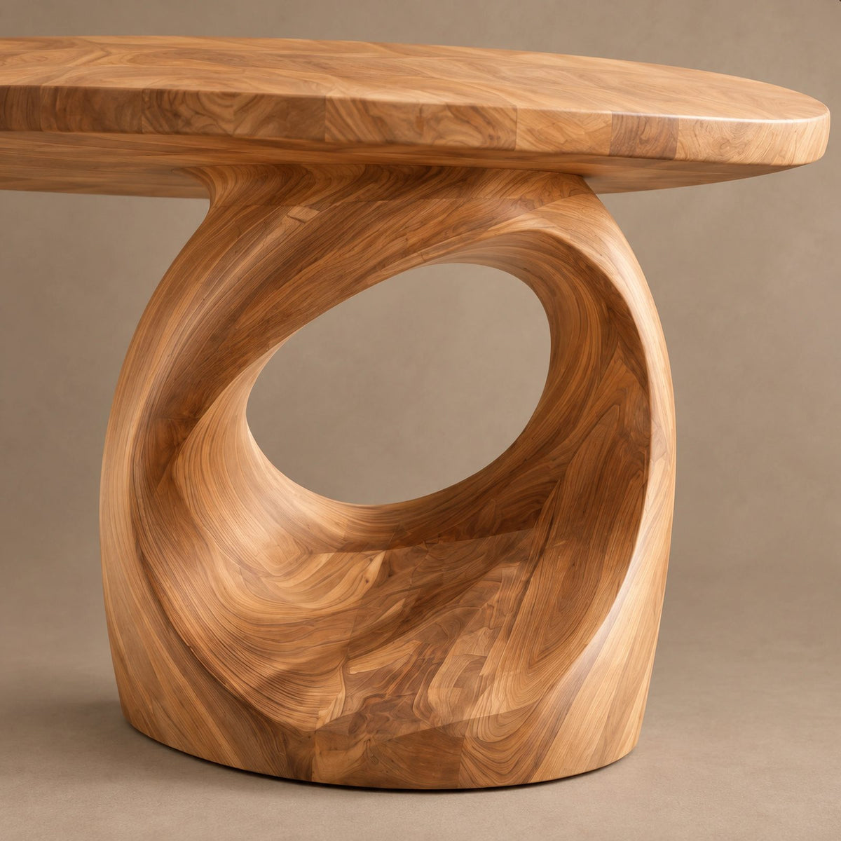 Minimalist Round Dining Table With Open Ring Base For Dining Room