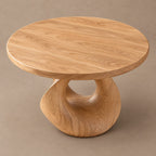 Handcrafted Round Dining Table With Carved Loop Base For Dining Room