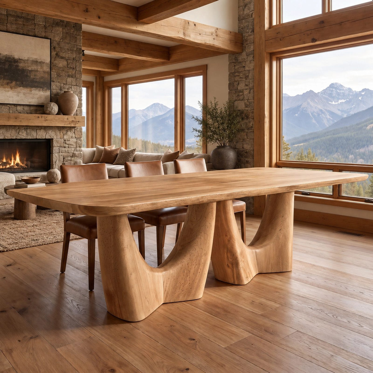 Organic Live Edge Dining Table With Flowing Branch Legs For Dining Room