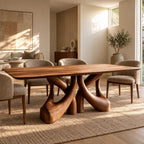 Farmhouse Solid Wood Dining Table With Branching Root Legs For Dining Room