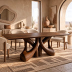 Farmhouse Solid Wood Dining Table With Branching Root Legs For Dining Room