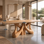 Farmhouse Solid Wood Dining Table With Branching Root Legs For Dining Room