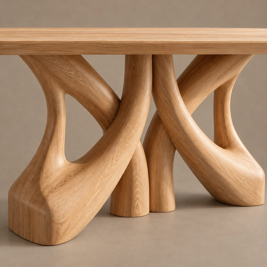 Farmhouse Solid Wood Dining Table With Branching Root Legs For Dining Room
