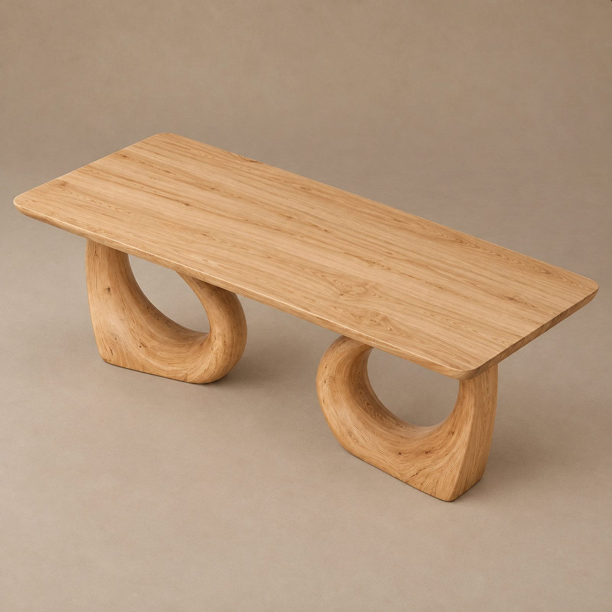 Sculptural Dining Table With Twin Arched Loop Legs For Dining Room