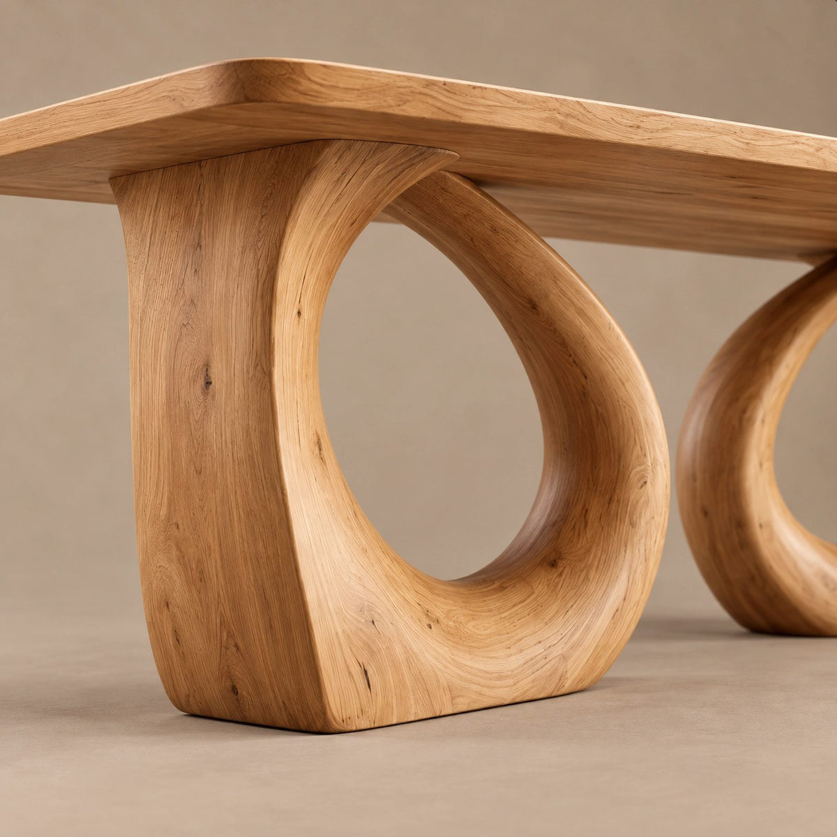 Sculptural Dining Table With Twin Arched Loop Legs For Dining Room