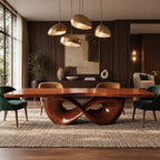 Modern Solid Wood Dining Table With Infinity Loop Base For Dining Room