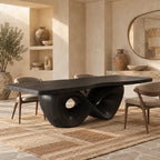 Modern Solid Wood Dining Table With Infinity Loop Base For Dining Room