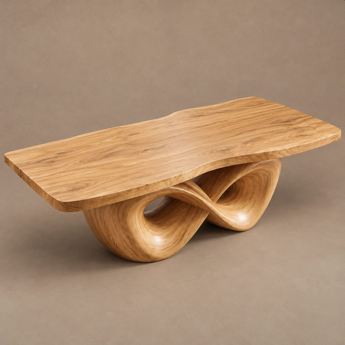 Modern Solid Wood Dining Table With Infinity Loop Base For Dining Room