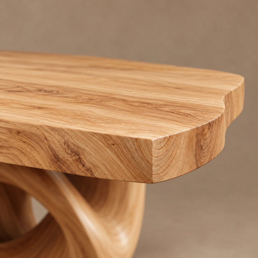 Modern Solid Wood Dining Table With Infinity Loop Base For Dining Room