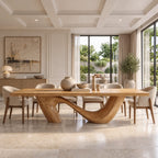 Contemporary Live Edge Dining Table With Twisted Wave Base For Dining Room