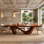 Contemporary Live Edge Dining Table With Twisted Wave Base For Dining Room